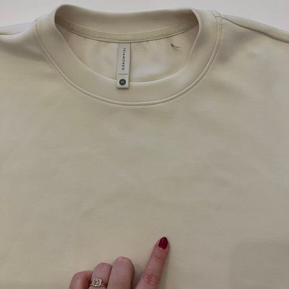 7 Diamonds REV Crop Crewneck Sweatshirt Medium Cream Modal Blend - Picture 10 of 12